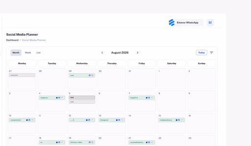 Social Media Management Tool calendar